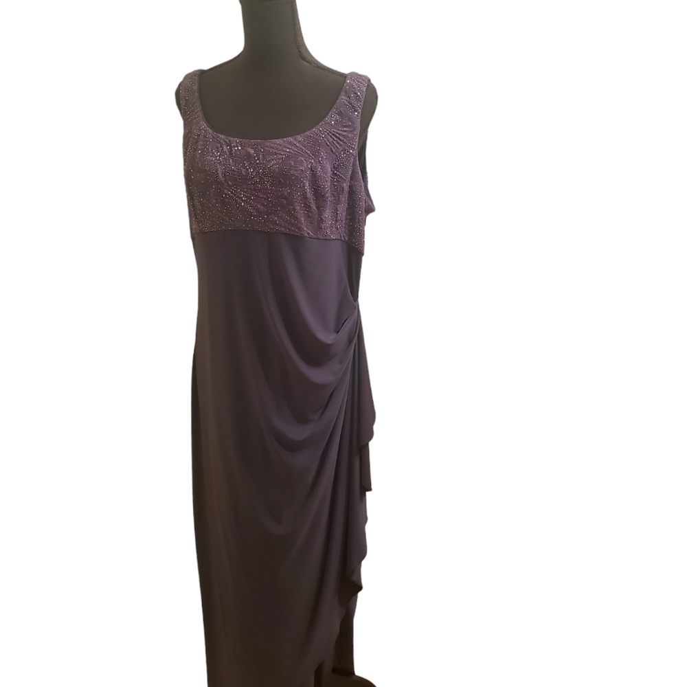 LongEvening Gown(deep purple) elegant sleeveless dress with sparkly short jacket
